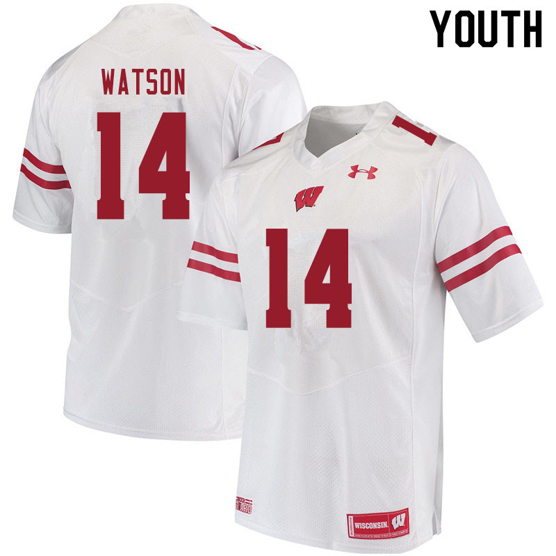 Youth #14 Nakia Watson Wisconsin Badgers College Football Jerseys Sale-White